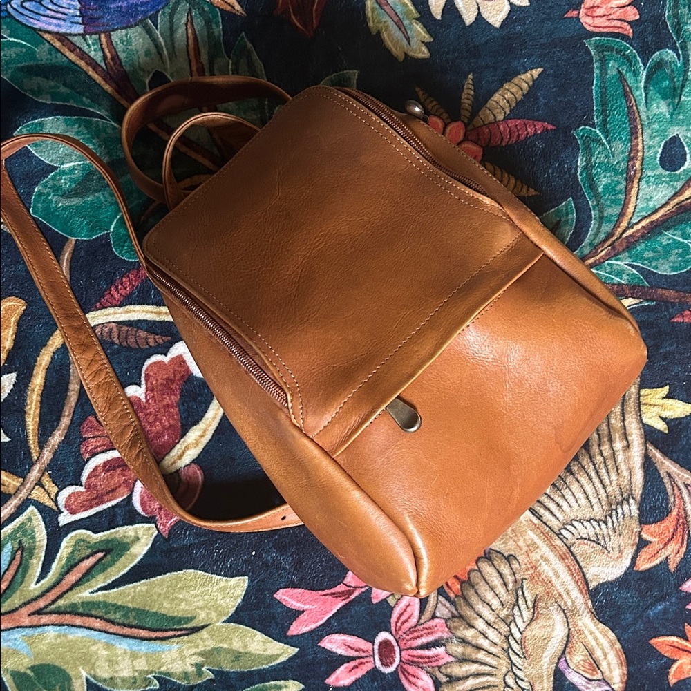 Elegant Tan Leather Backpack